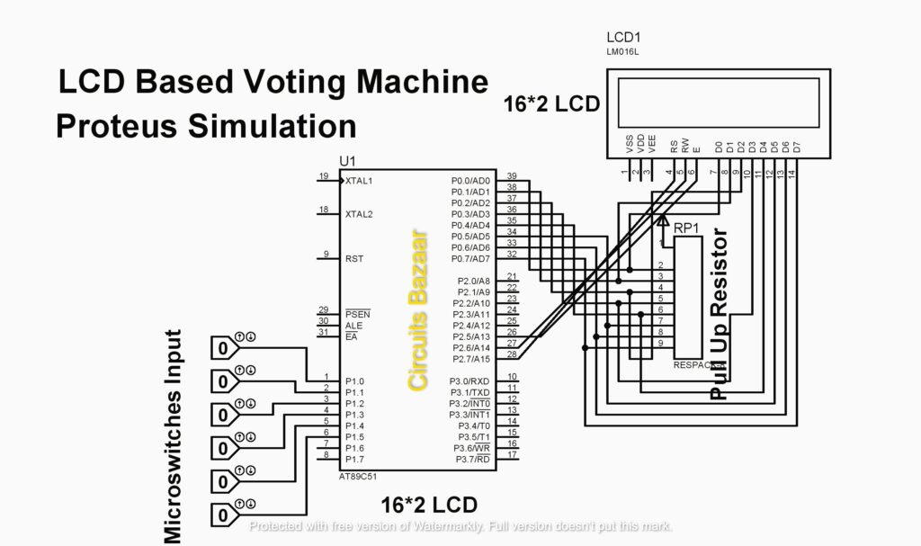 Lcd Based Smart Electronic Voting Machine Using 8051 Microcontroller Circuits Bazaar 9944