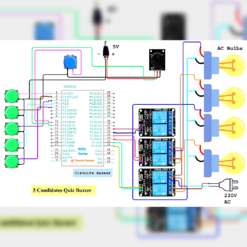 Alternative view of 5 Candidates Quiz Buzzer Engineering Project