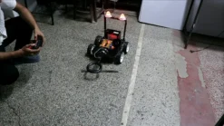 Engineering project display of wireless landmine detector robot with metal sensor and LCD output