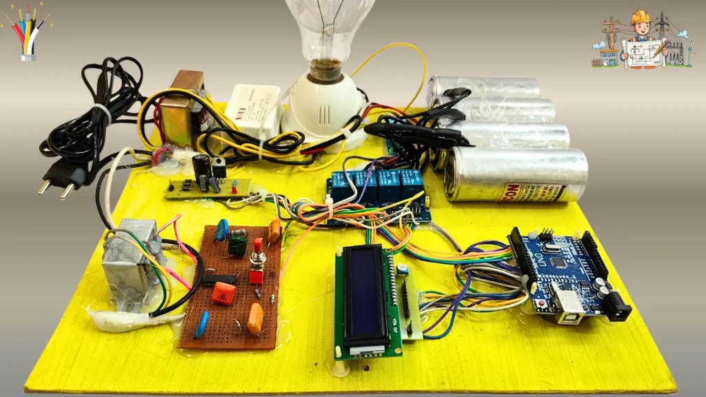 automatic power factor correction project using arduino hardware model