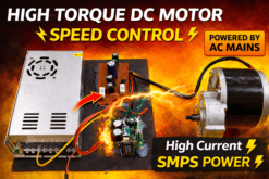 High torque DC motor hardware setup with SMPS and driver