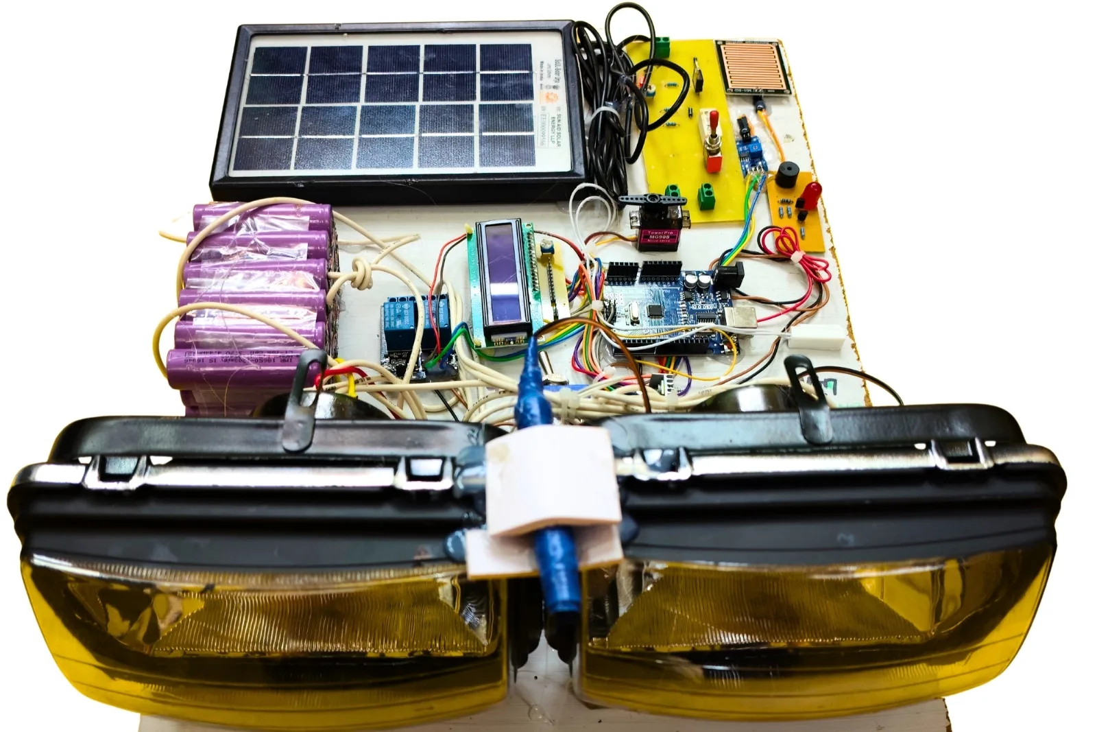 Smart Vehicle Safety System Arduino Project | Automatic Headlight Control | Final Year Engineering ProjectModel 2 Arduino vehicle safety project hardware setup
