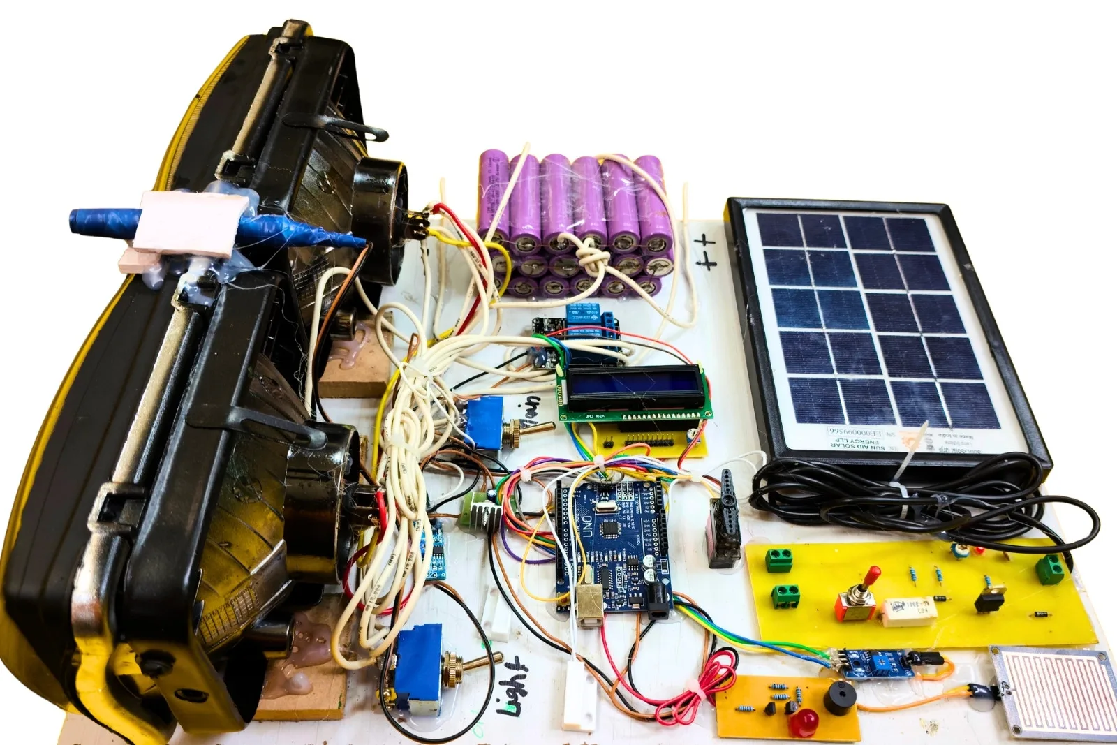 Smart Vehicle Safety System Arduino Project | Automatic Headlight Control | Final Year Engineering ProjectModel 5 Smart vehicle safety system Arduino project complete hardware model